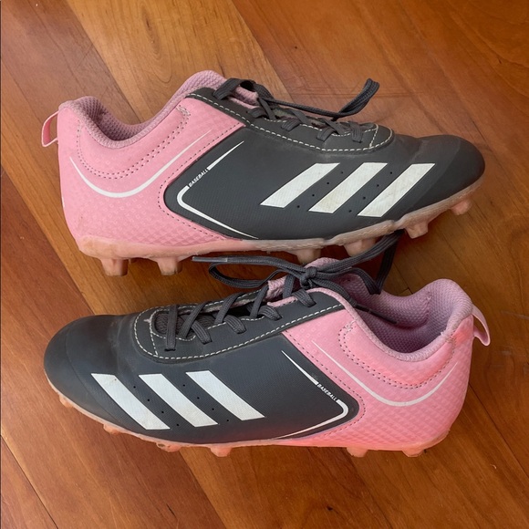 Adidas Kids Baseball/softball Cleats - Pink and Grey - Picture 1 of 5